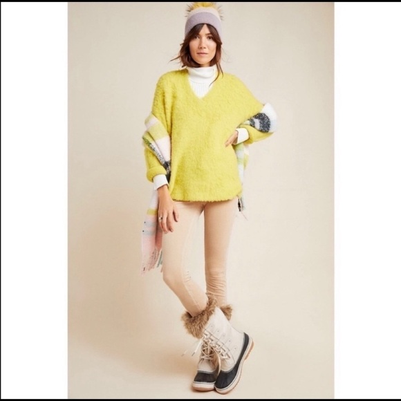 Anthropologie Simone V Neck Yellow Sweater - Picture 6 of 12